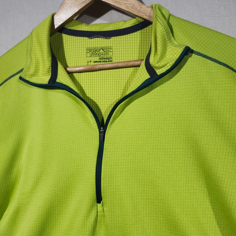 Patagonia Capilene Midweight Baselayer Men L Polartec 1/4 Zip Lime Green XL Asia - Picture 3 of 12